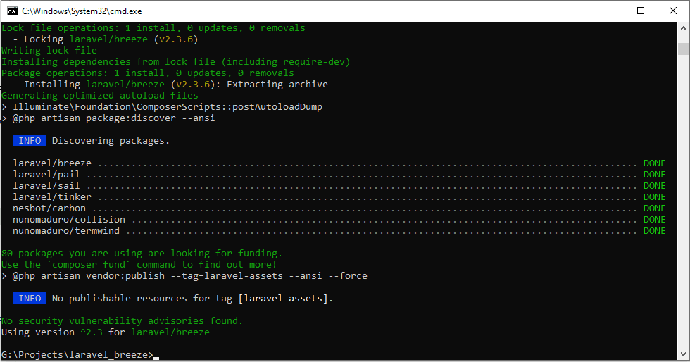 Berhasil install Breeze