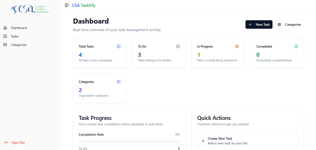 CSA Tasktify project screenshot
