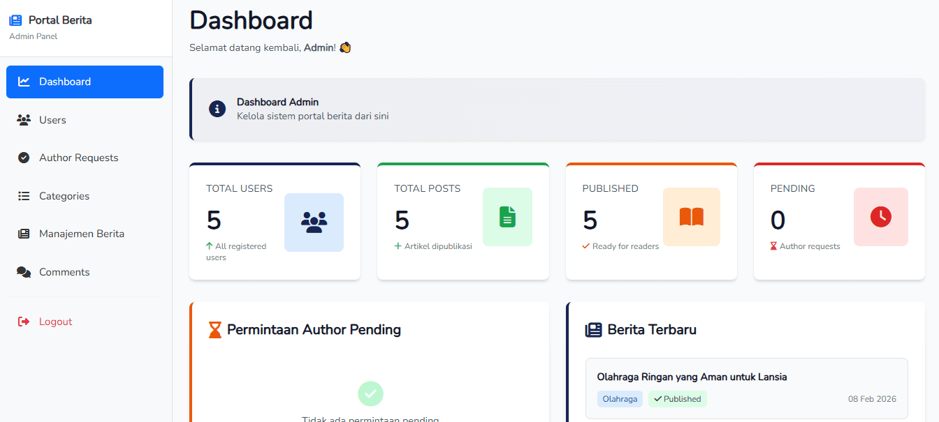 Portal Berita project screenshot