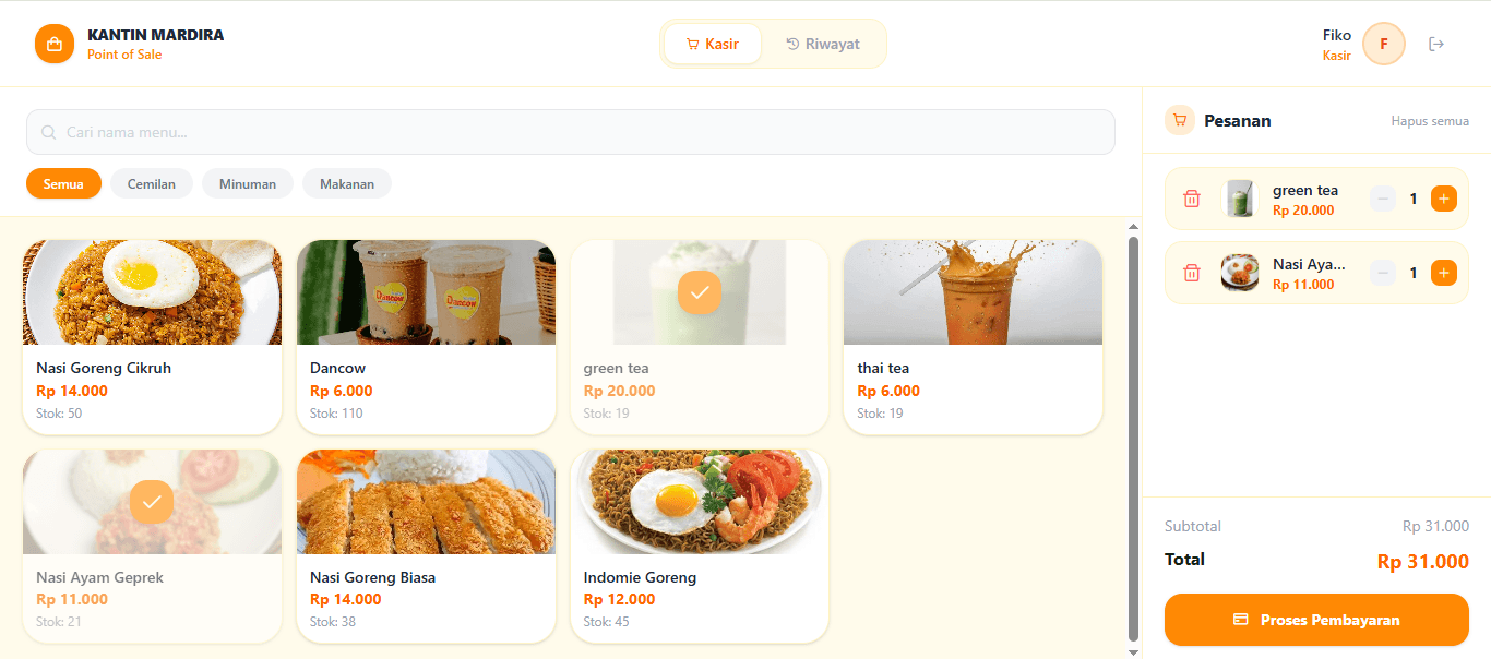 Kantin Mardira project screenshot